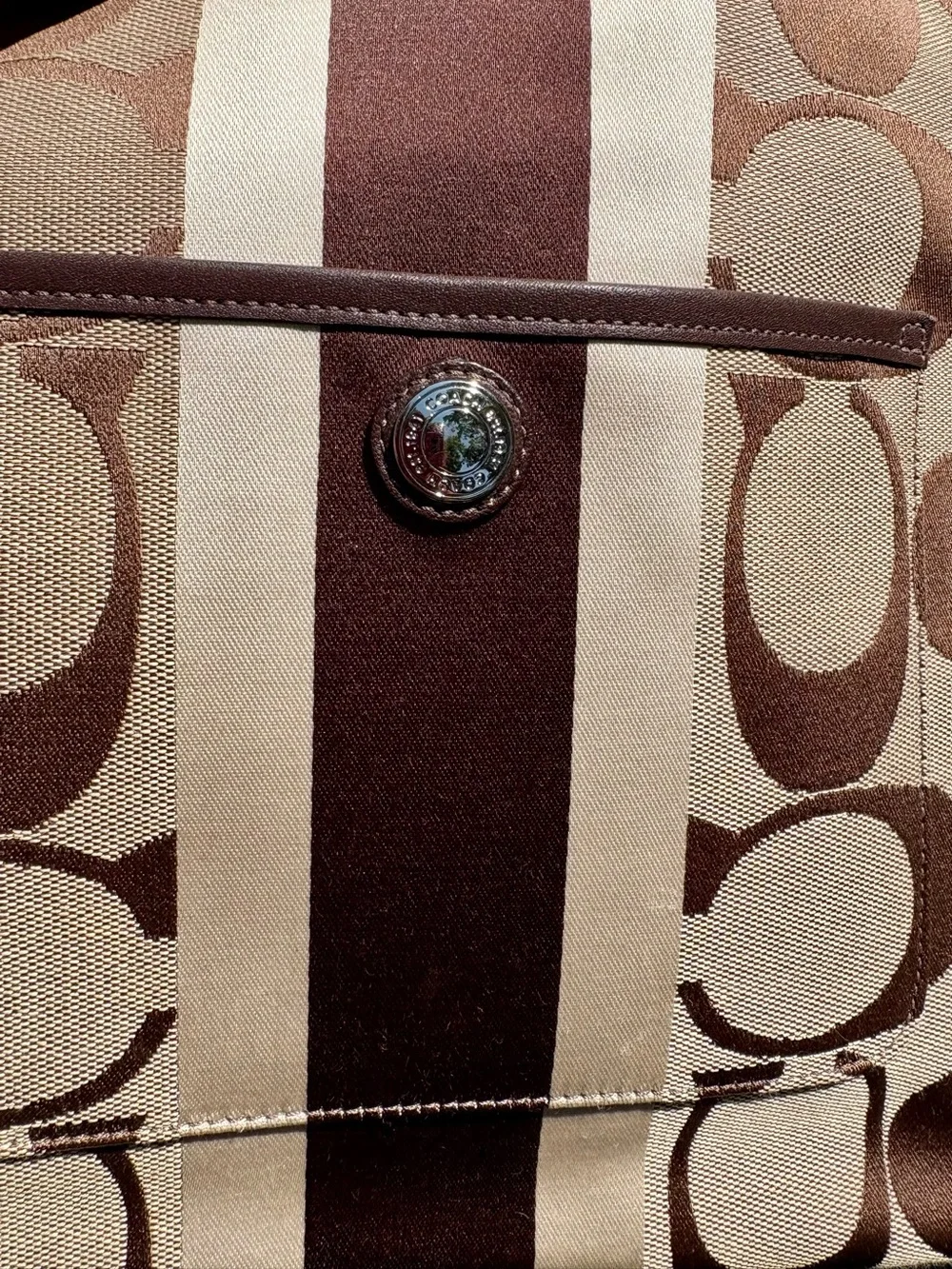 Vintage Coach Hampton’s Brown and Cream Signature Canvas Shoulder Bag